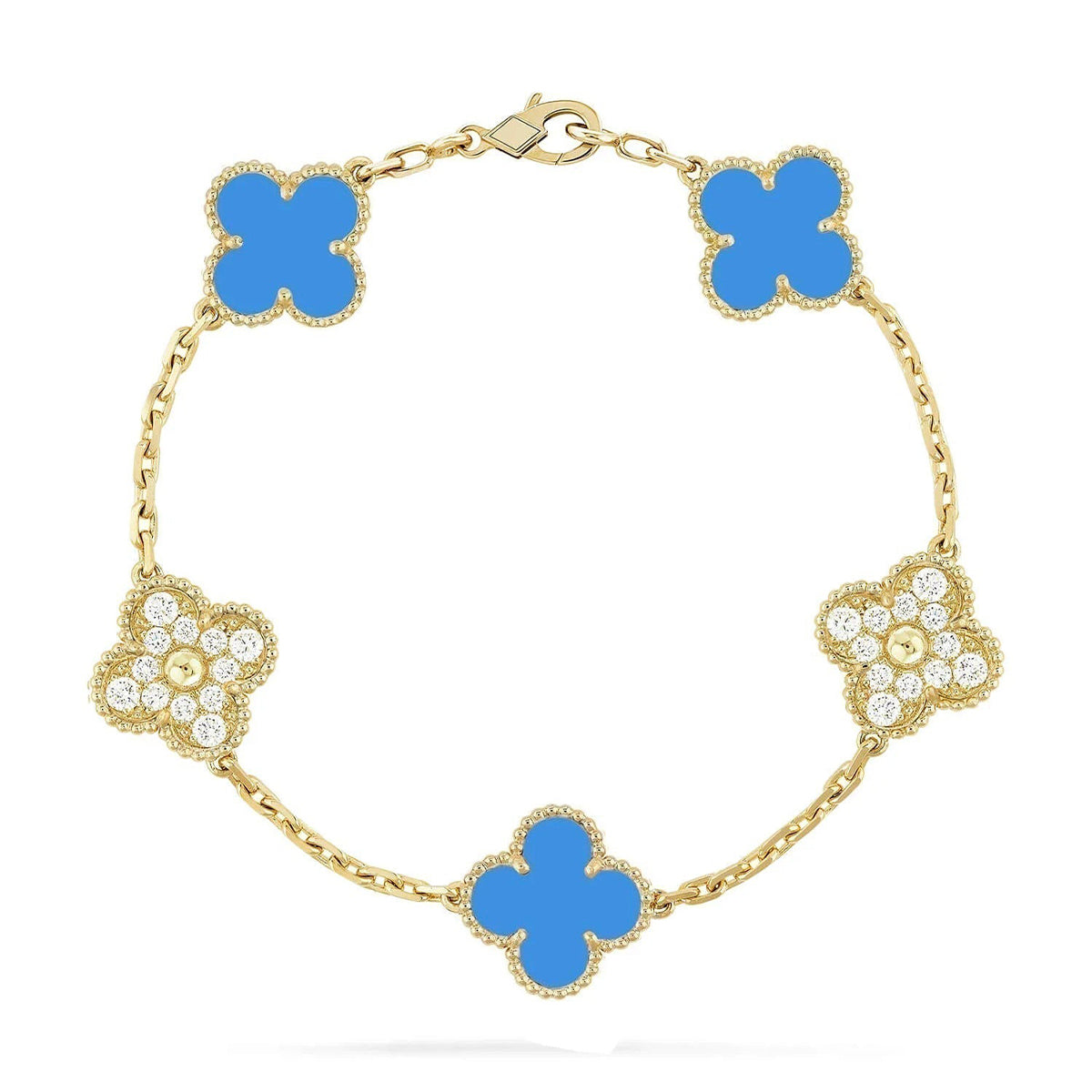 [GALE] CLOVER 5 MOTIF BLUE AGATE BRACELET COLLECTION