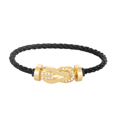 [GALE]CHANCE LARGE 8 FIGURE BUCKLE HALF DIAMOND BRACELET GOLD