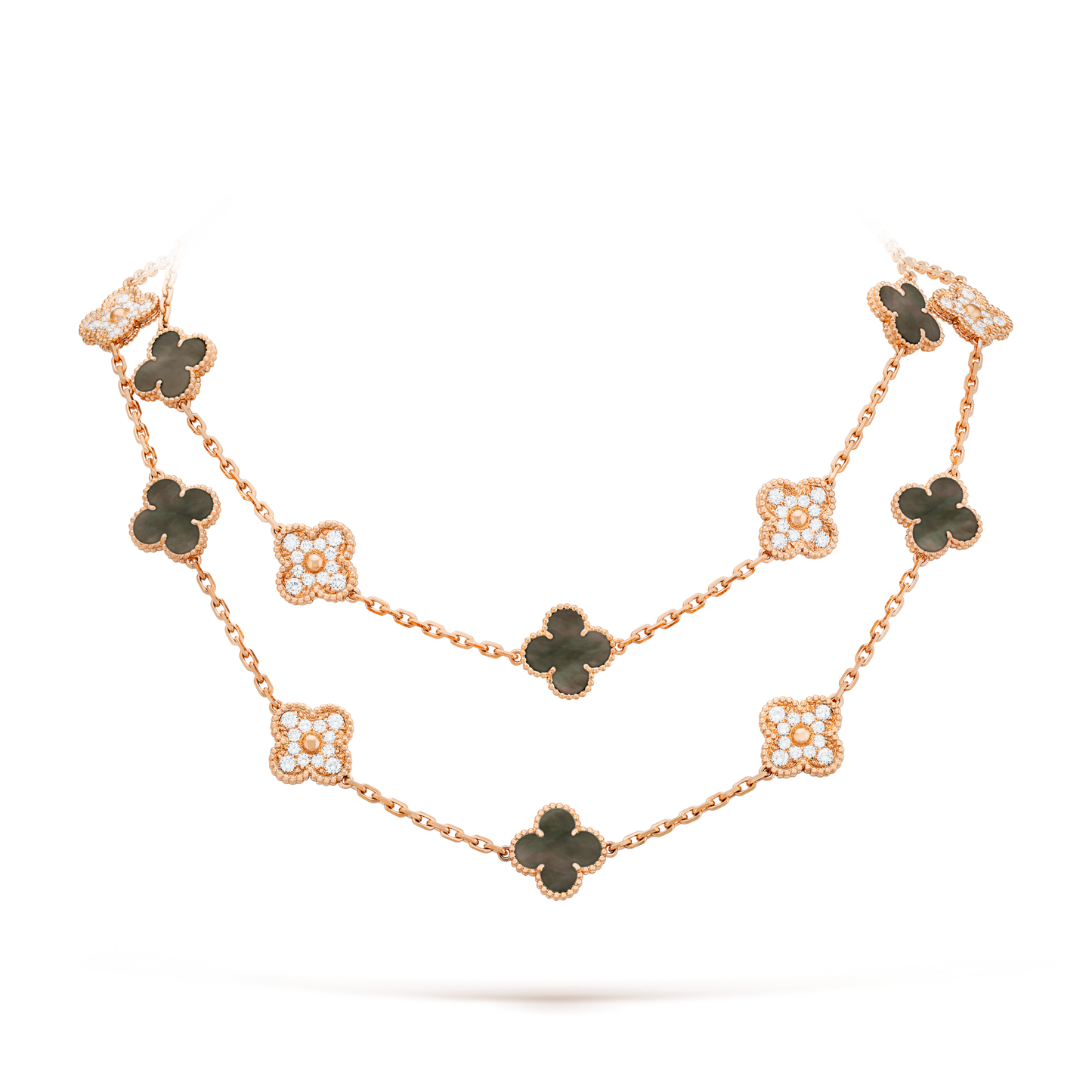 [GALE]CLOVER 20 MOTIFS DARK MOP DIAMOND  NECKLACE