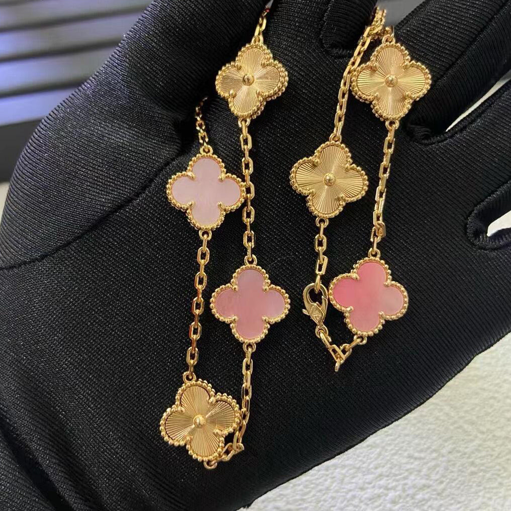 [GALE]CLOVER 10 MOTIFS  LASER PINK MOP NECKLACE