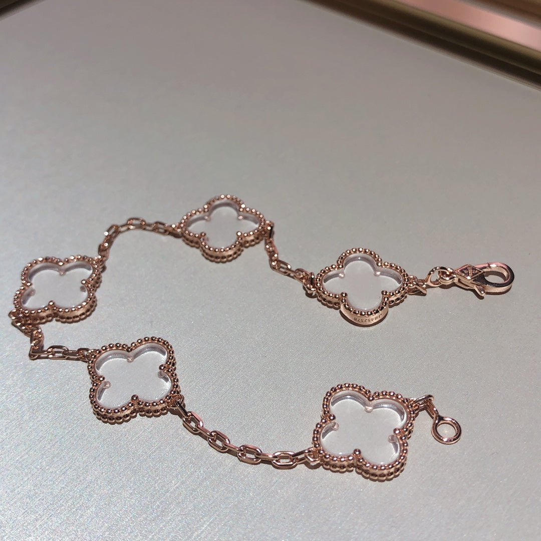 [GALE]CLOVER 5 MOTIF ROCK CRYSTAL BRACELET