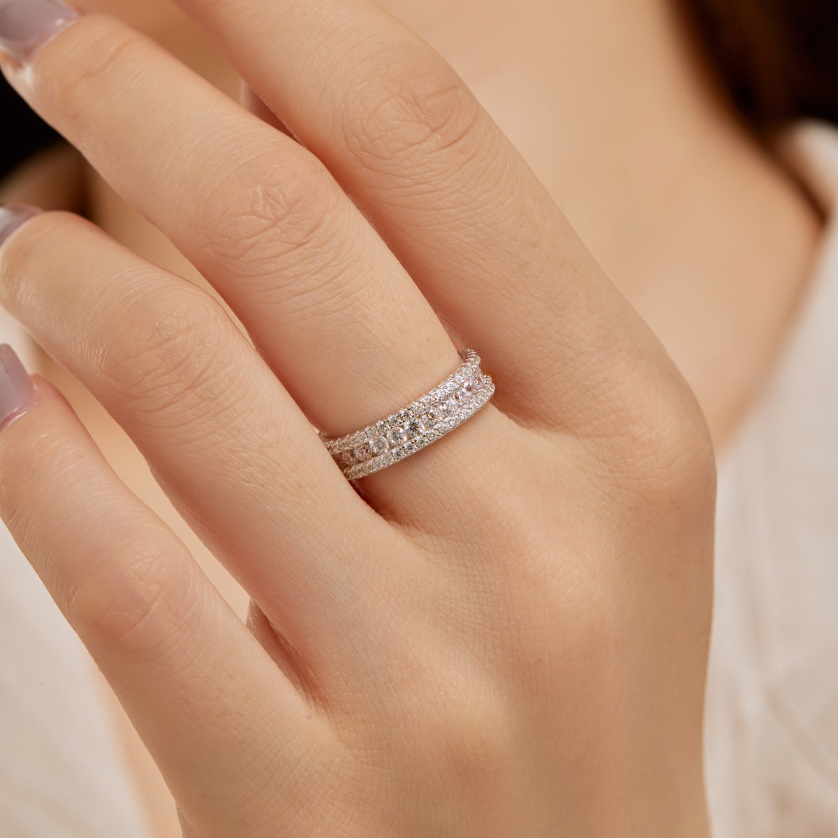 [GALE]Delicate Colorful Round Cut Daily Ring