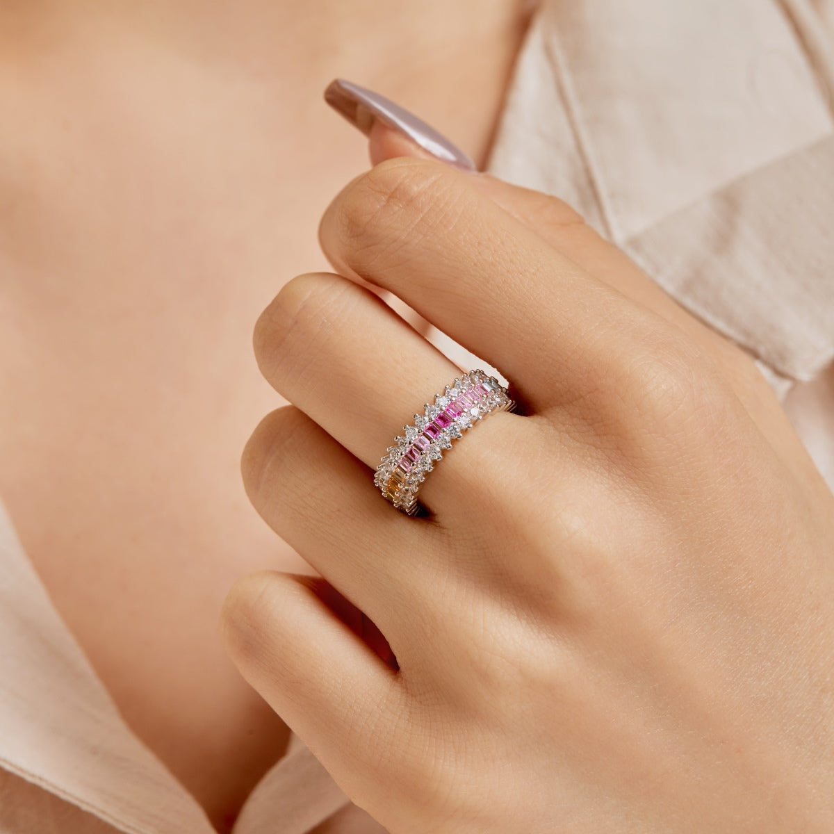 [GALE]Ornate Colorful Radiant Cut Daily Ring