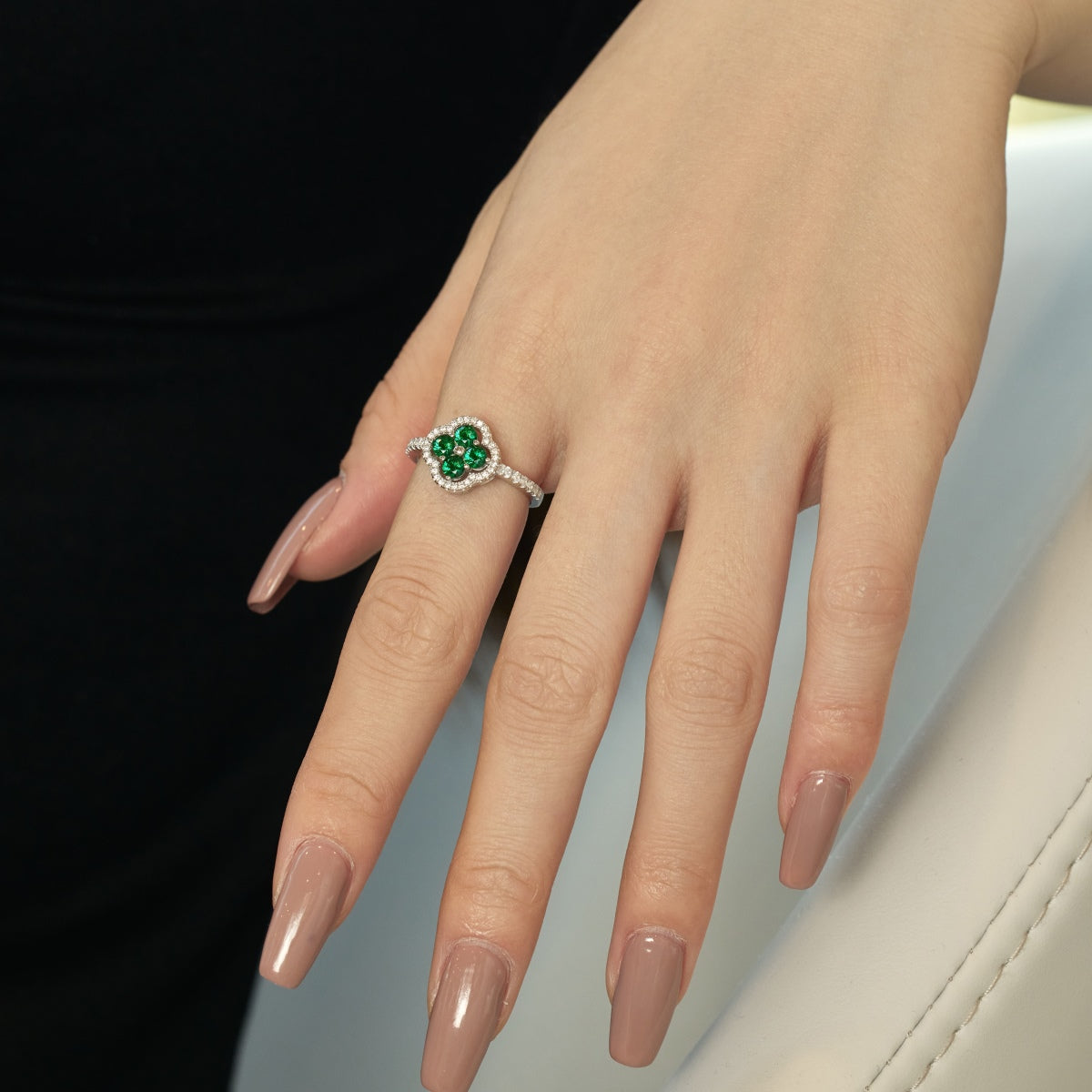 [GALE]Four Leaf Clover Flower Design Ring