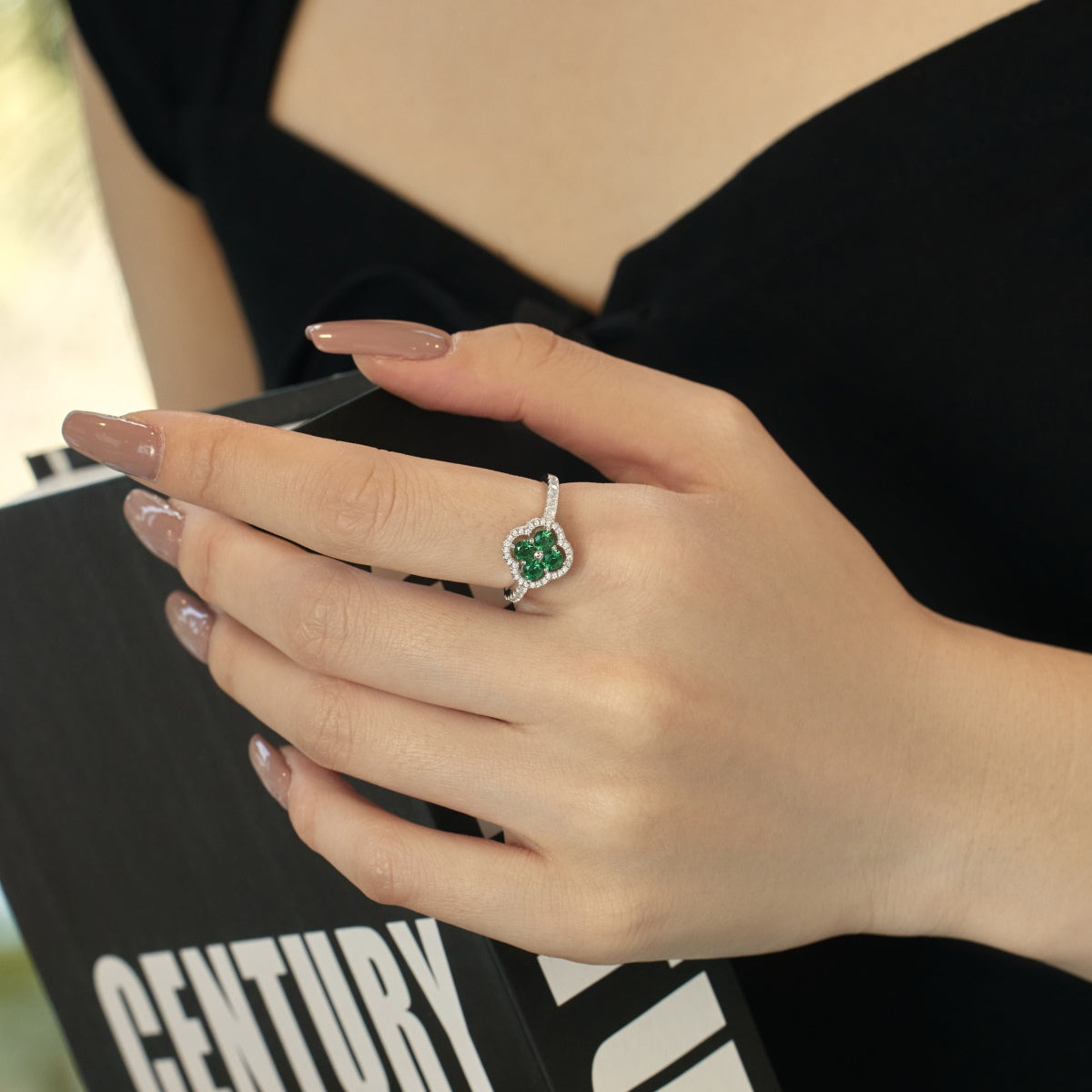 [GALE]Four Leaf Clover Flower Design Ring