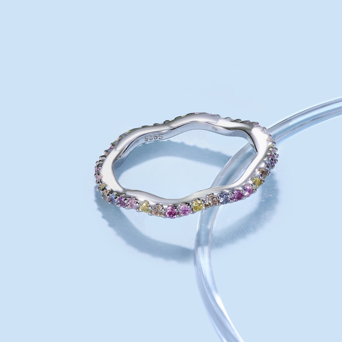 [GALE]Dainty Colorful Round Cut Party Ring