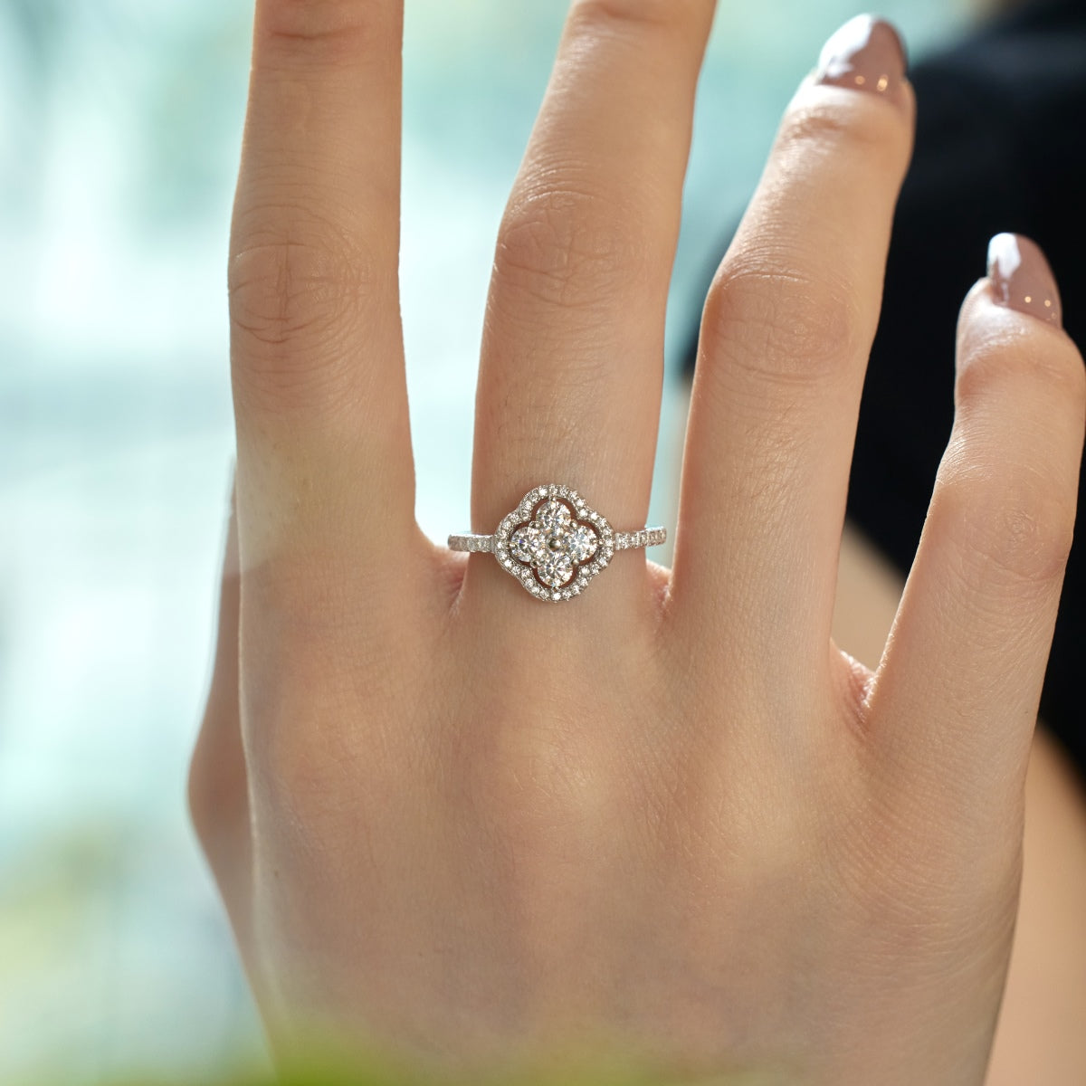 [GALE]Four Leaf Clover Flower Design Ring