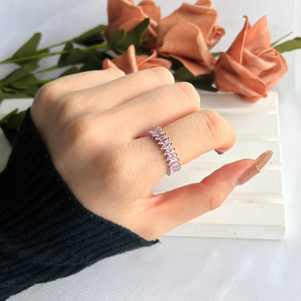 [GALE]Gorgeous Marquise Cut Tennis Ring