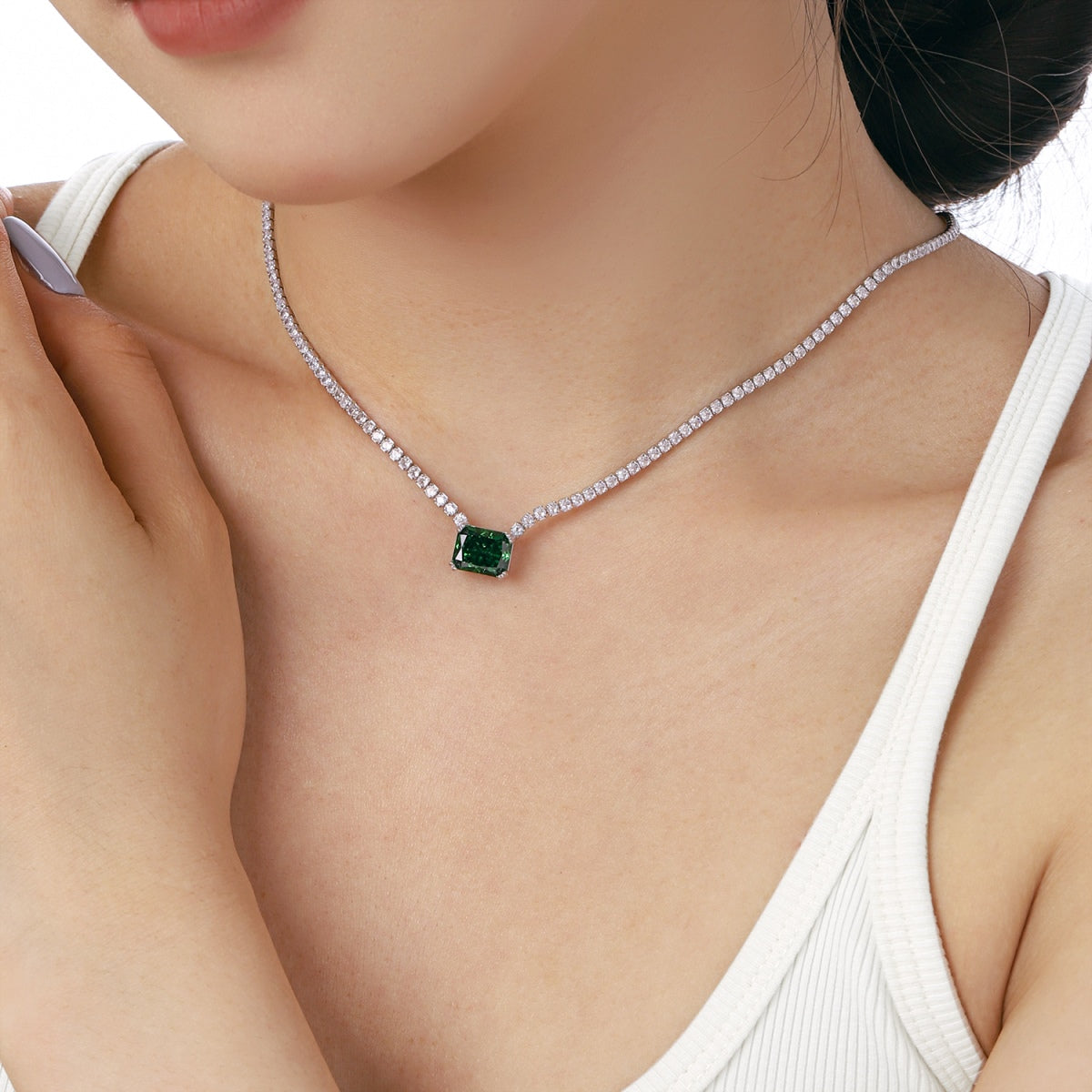 [GALE]4.0 Carat Elegant Radiant Cut Necklace