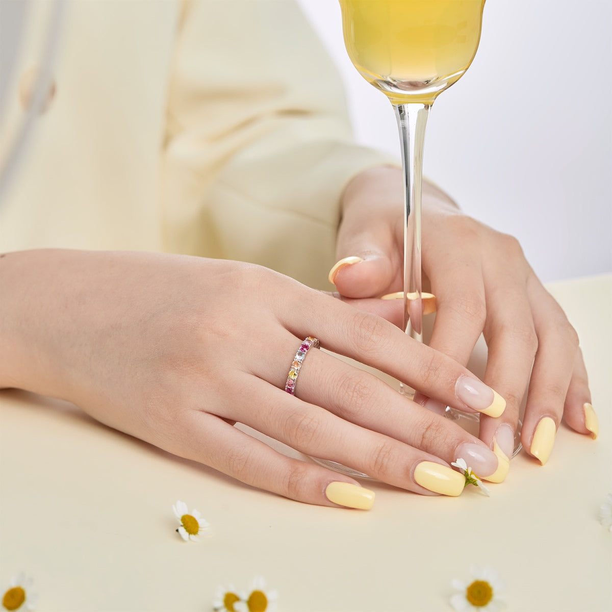[GALE]Dazzling Lustrous Round Cut Tennis Ring