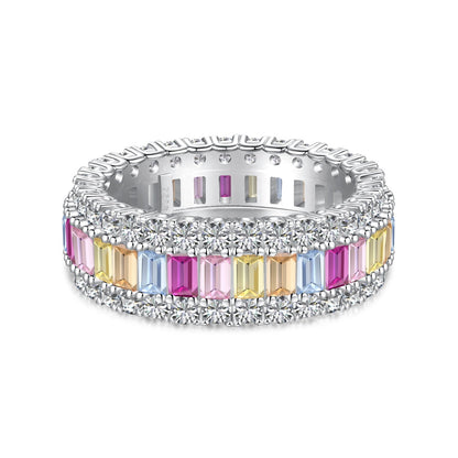 [GALE]Dainty Colorful Radiant Cut Daily Ring