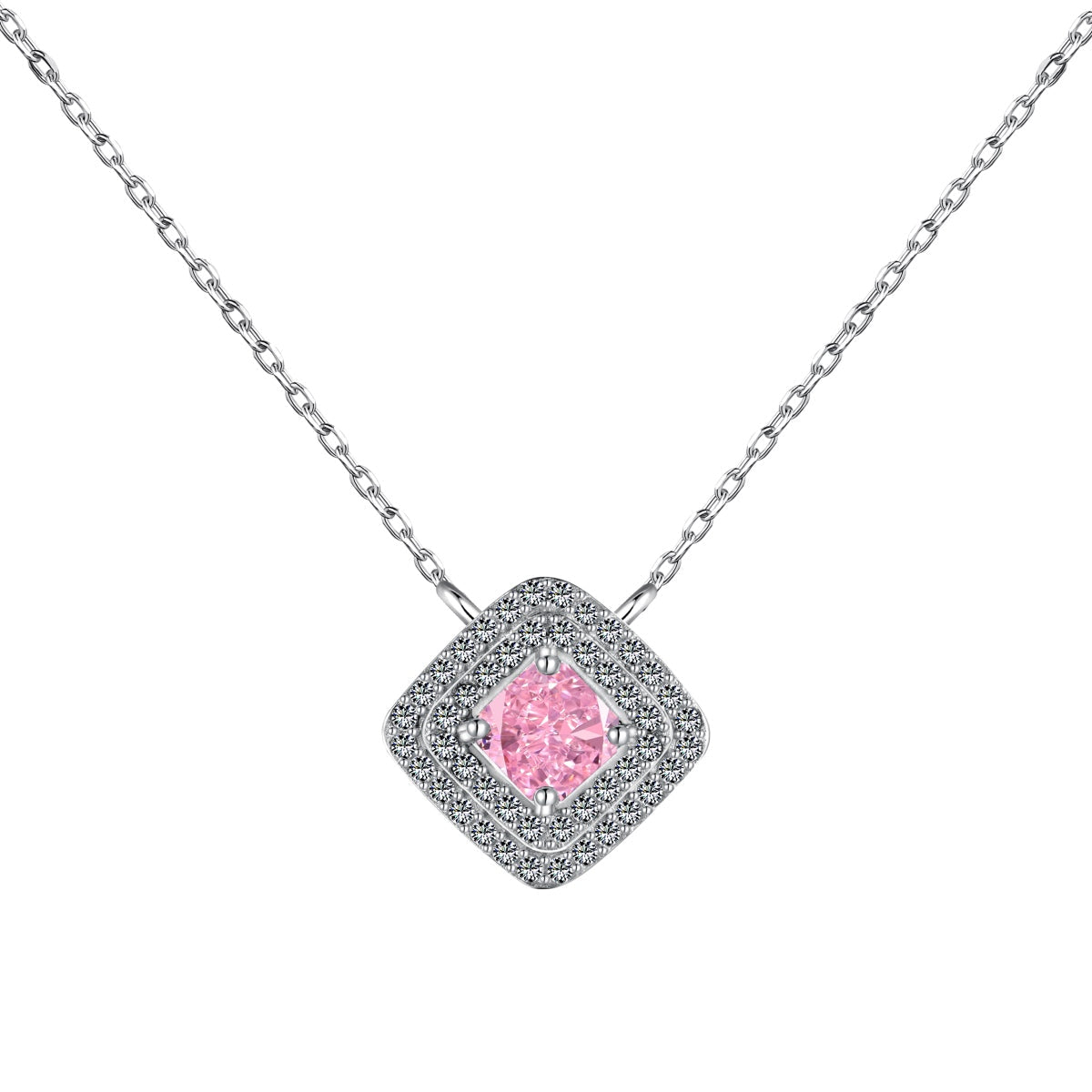 [GALE]Sparkling Asscher Cut Necklace