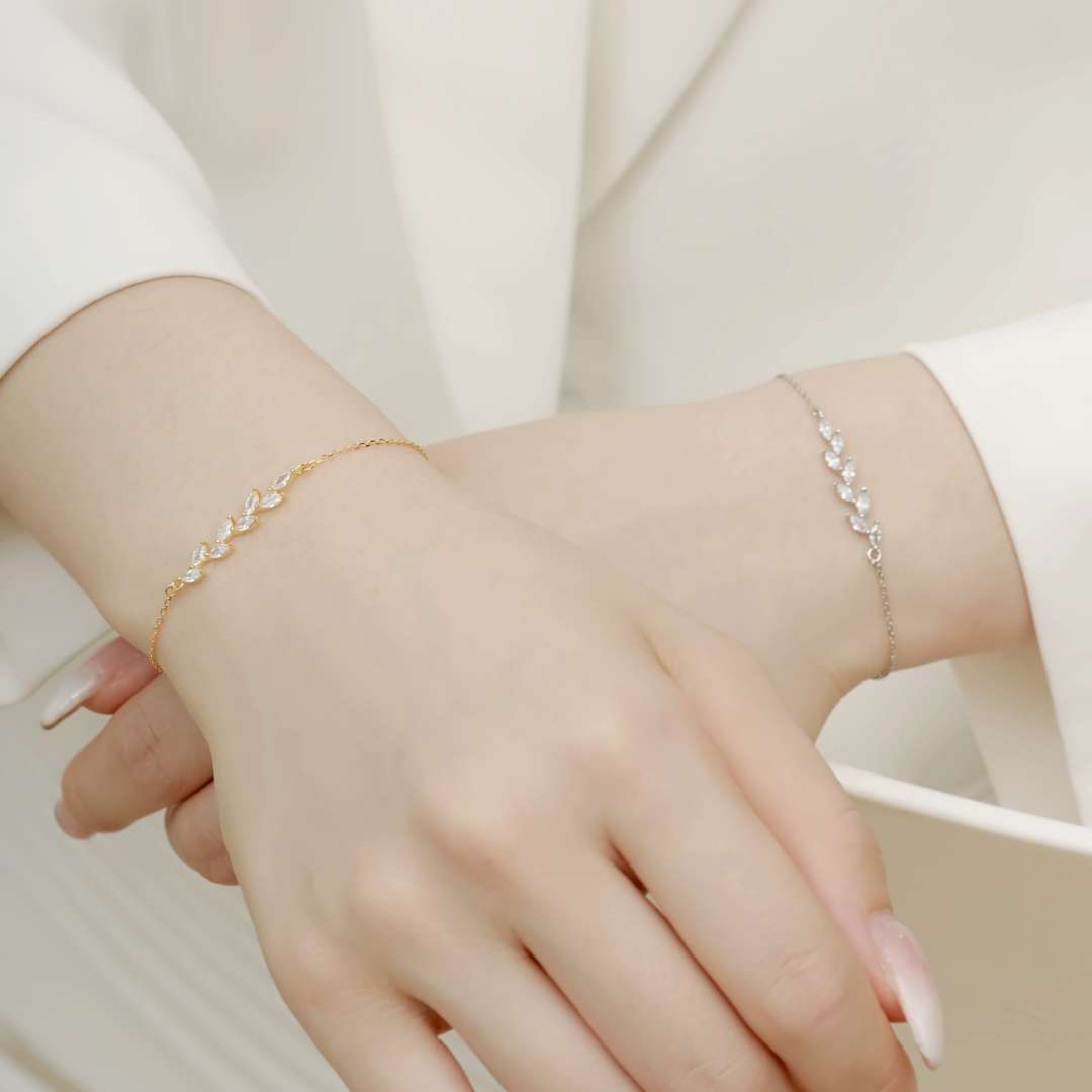 [GALE]Elegant Wheat Leaves Shape Bracelet
