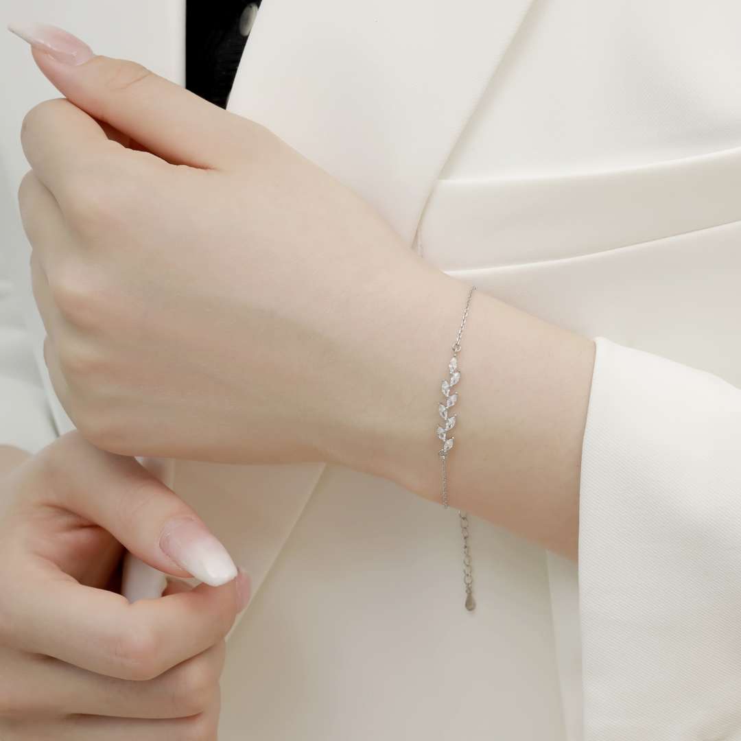 [GALE]Elegant Wheat Leaves Shape Bracelet