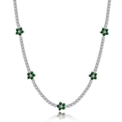 [GALE]Luxurious Colorful Flower Tennis Necklace