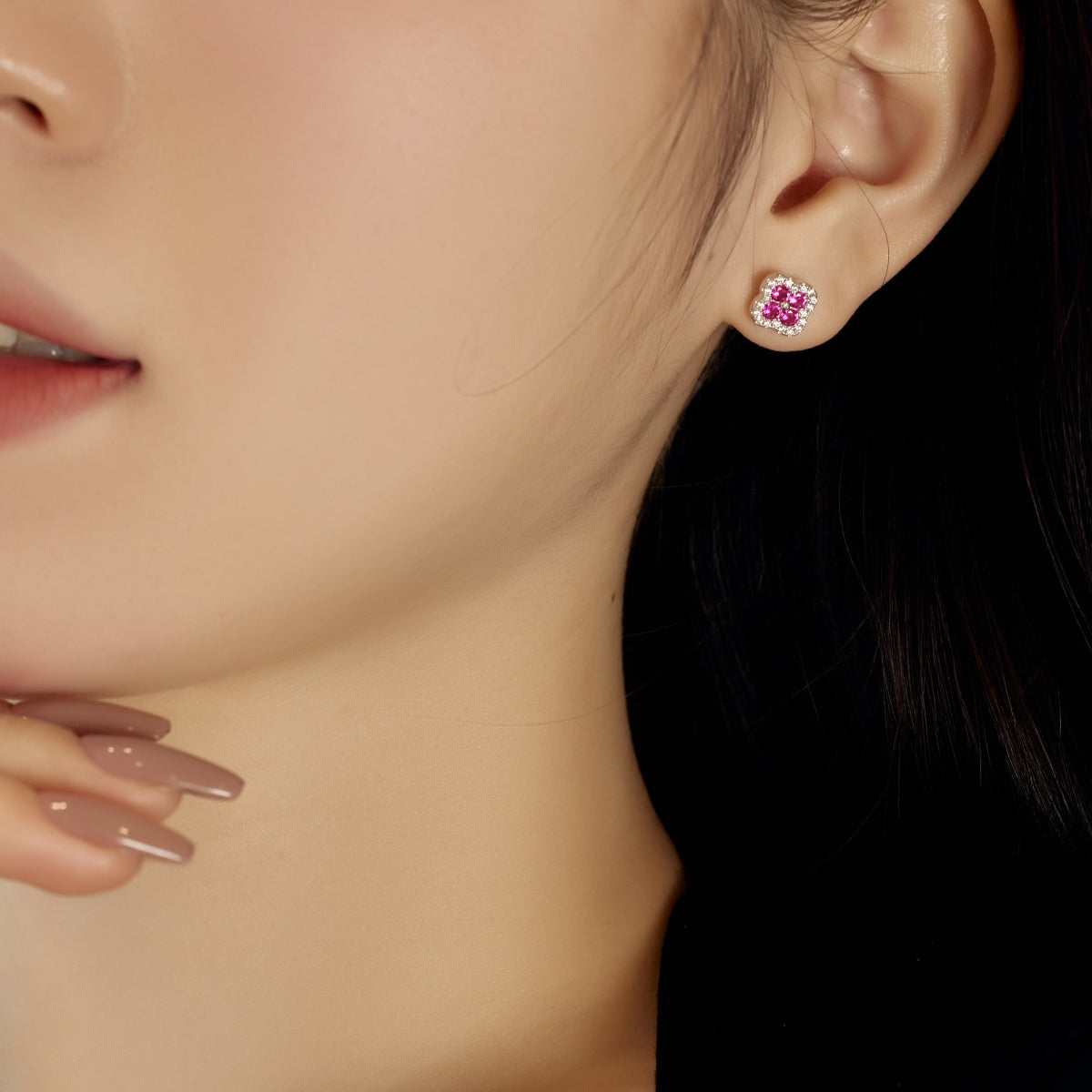[GALE]Four-Leaf Clover Flower Shaped Earrings