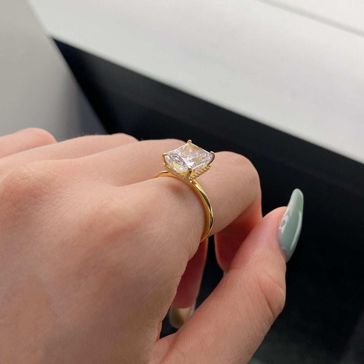 [GALE]4.0 Carat Ornate Enchanting Radiand Cut Banquet Ring