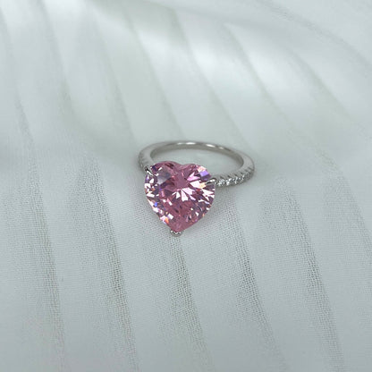 [GALE]6.0 Carat Luxurious Sparkling Romantic Heart Cut Lover Ring