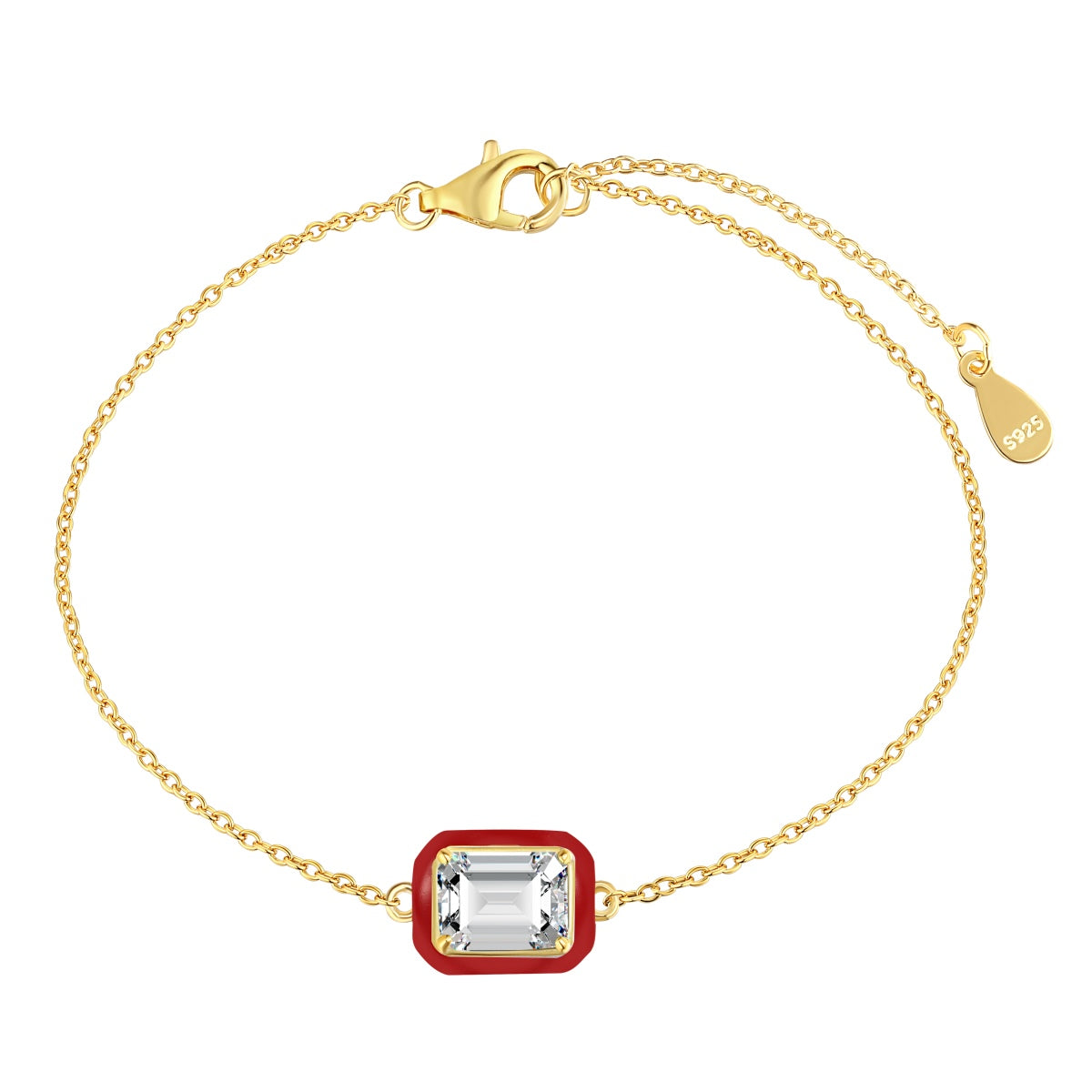 [GALE]2.0 Carat Sparkling Colorful Emerald Cut Daily Bracelet