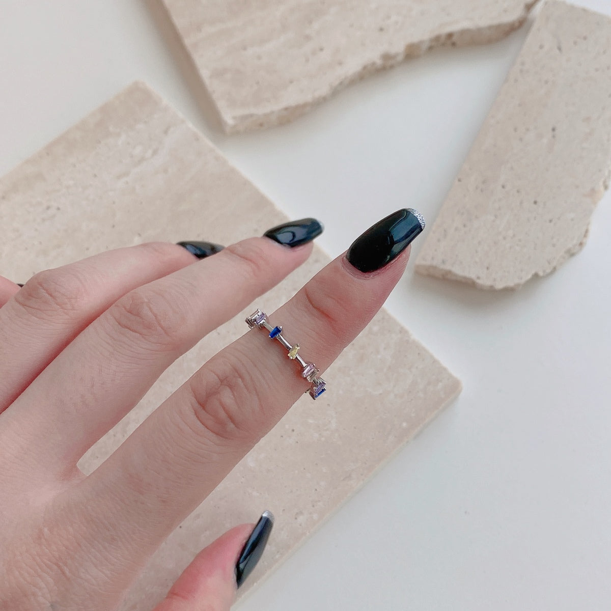 [GALE]Unique Trapezoid Cut Daily Ring