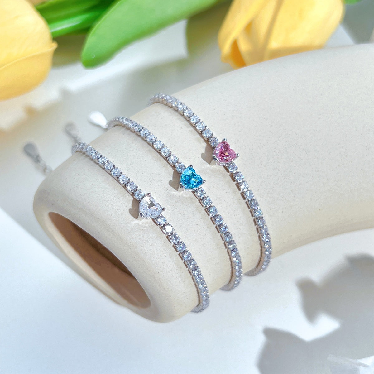 [GALE]0.5 Carat Elegant Romantic Heart Shape Lover Bracelet