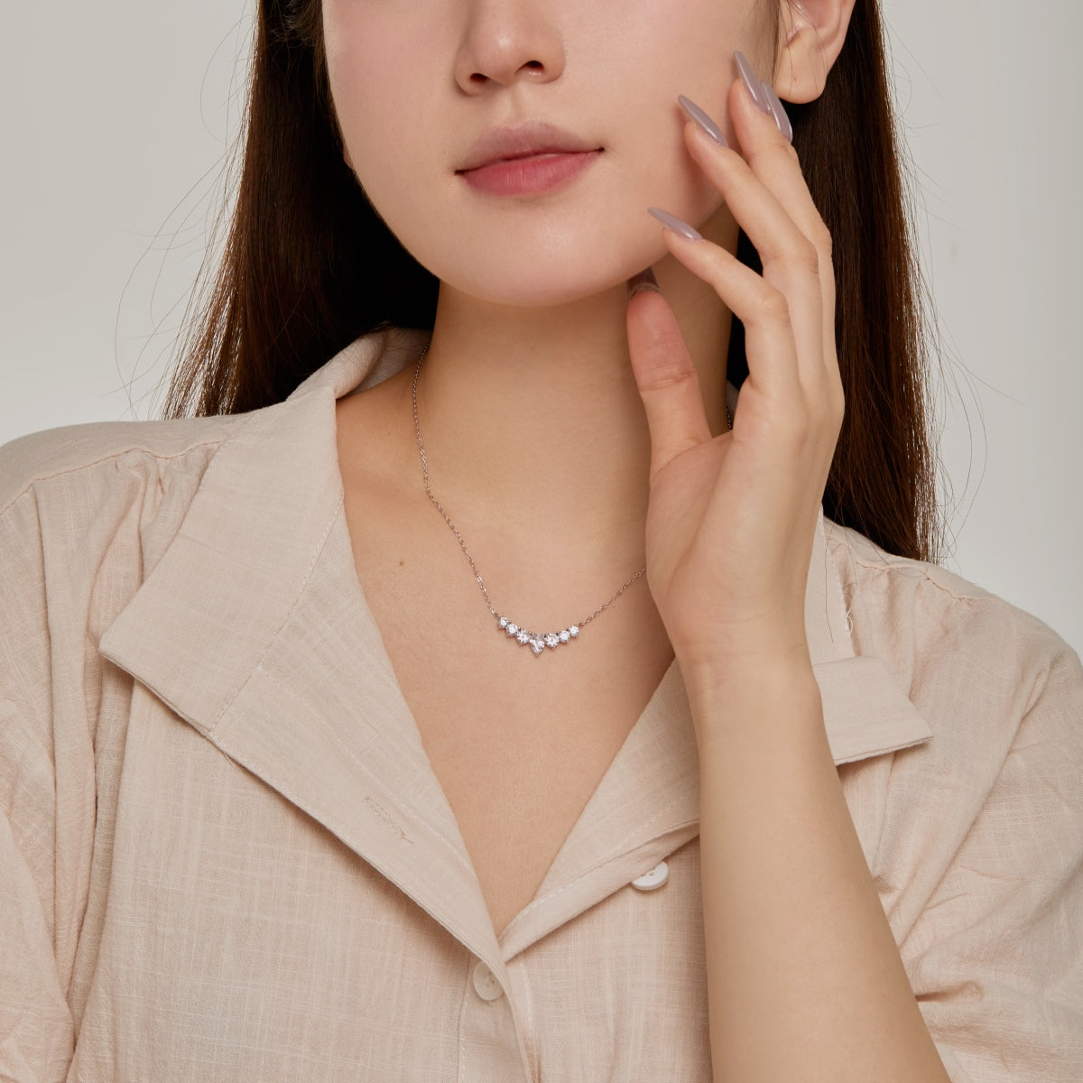 [GALE]Dainty Colorful Heart Necklace