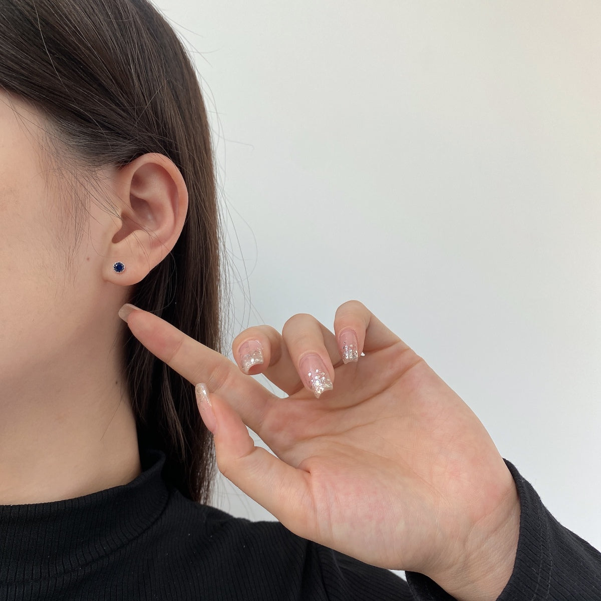[GALE]Sparkling Colorful Round Shape Earrings