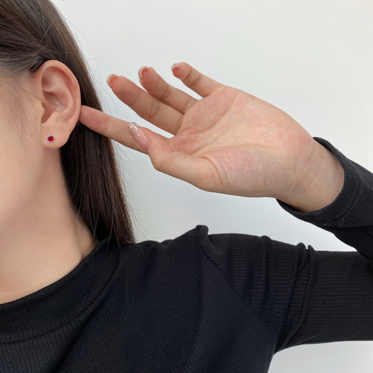 [GALE]Sparkling Colorful Round Shape Earrings