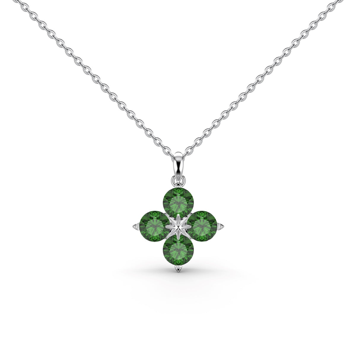[GALE]Four-Leaf Clover And Eight-Pointed Star Necklace