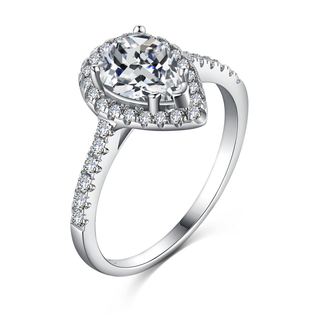 [GALE]1.0 Carat Luxurious Resplendent Water Drop Shape Wedding Ring