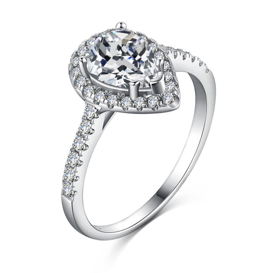 [GALE]1.0 Carat Luxurious Resplendent Water Drop Shape Wedding Ring