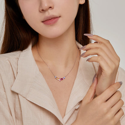 [GALE]Dainty Colorful Heart Necklace