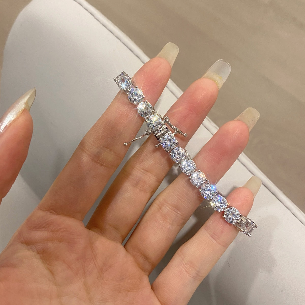 [GALE]Ornate Sparkling Round Cut Wedding Bracelet