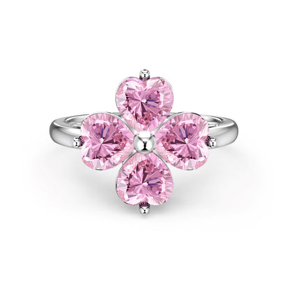 [GALE]Heart-shaped Four-Leaf Clover Ball Ring