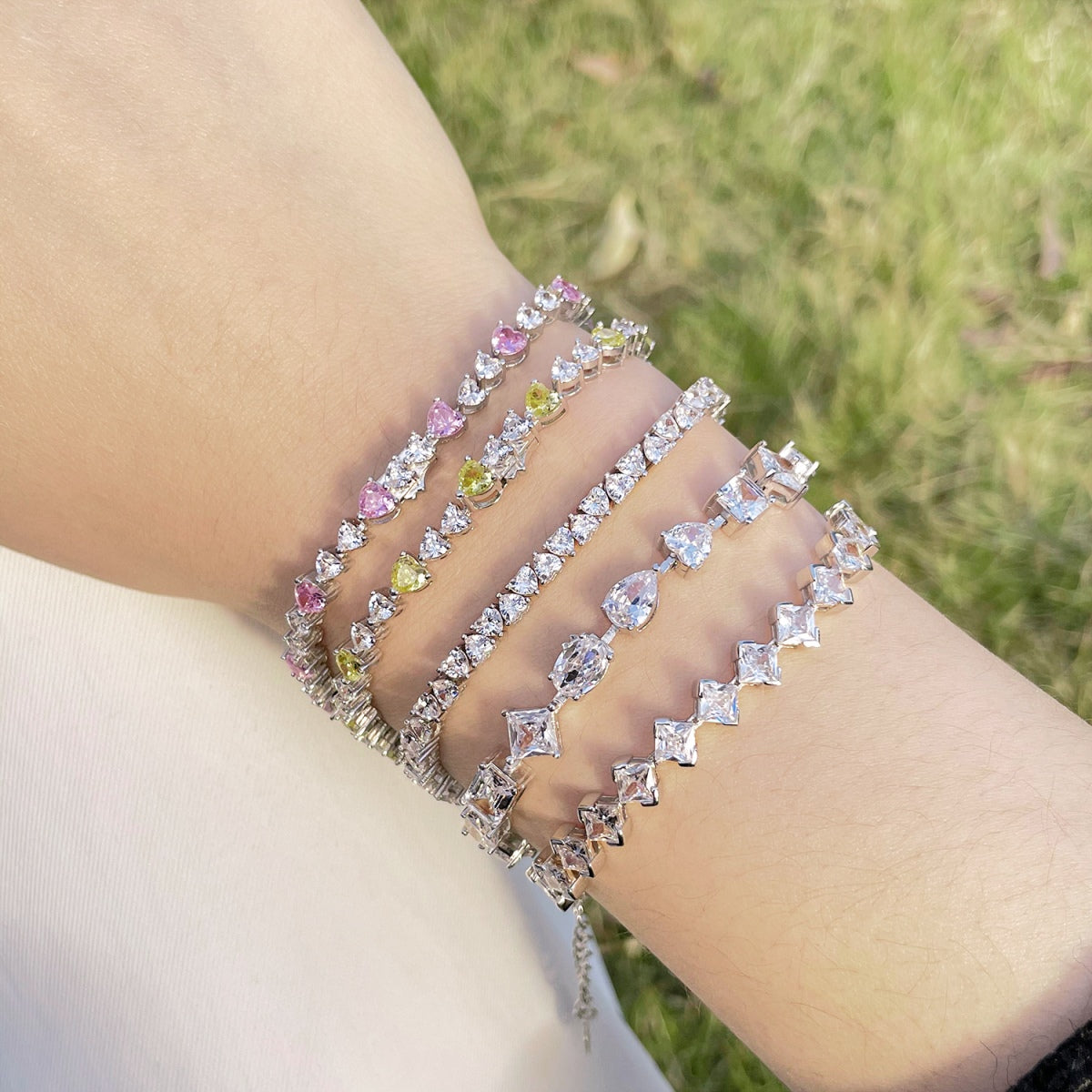 [GALE]0.5 Carat Ornate Princess Cut Daily Bracelet