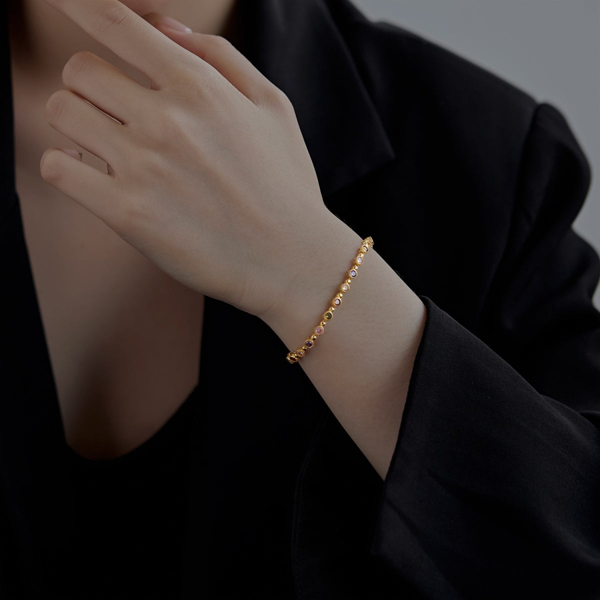 [GALE]Sparkling Exquisite Round Cut Party Bracelet