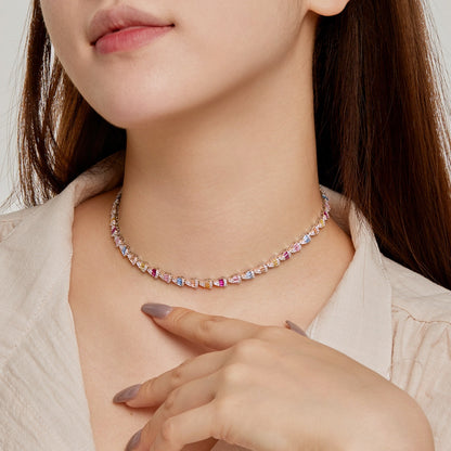 [GALE]Radiant Colorful Rainbow Necklace