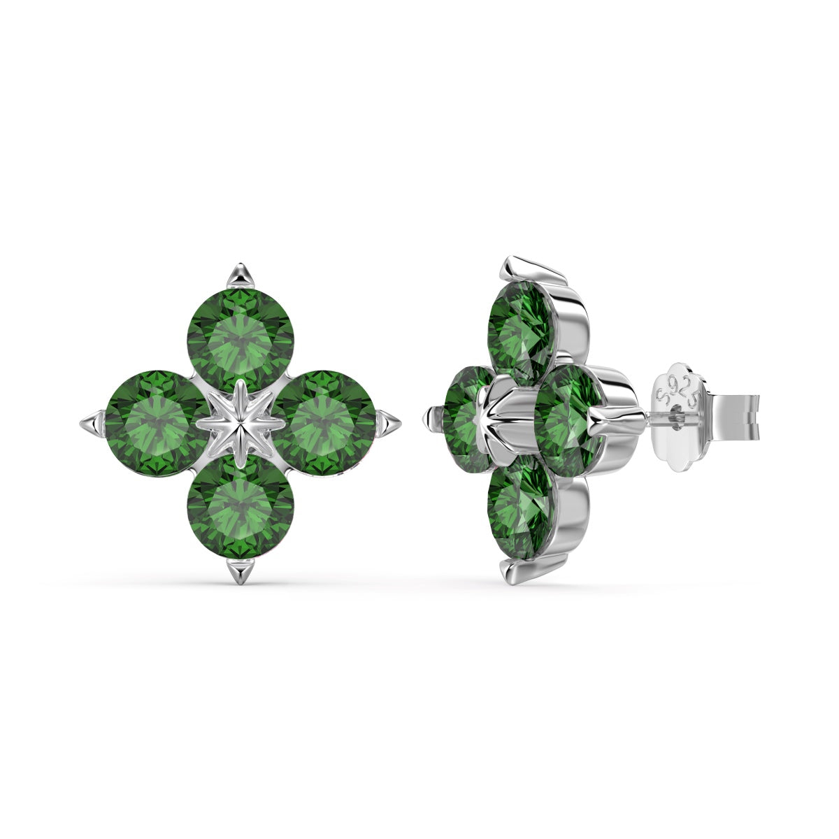 [GALE]Four-Leaf Clover Eight-Pointed Star Earrings