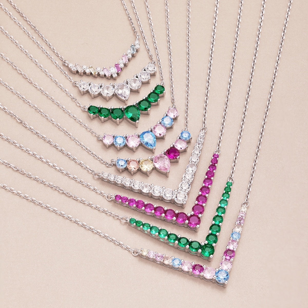 [GALE]Dainty Colorful Heart Necklace