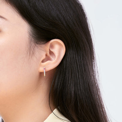 [GALE]Radiant Colorful Round Cut Earrings