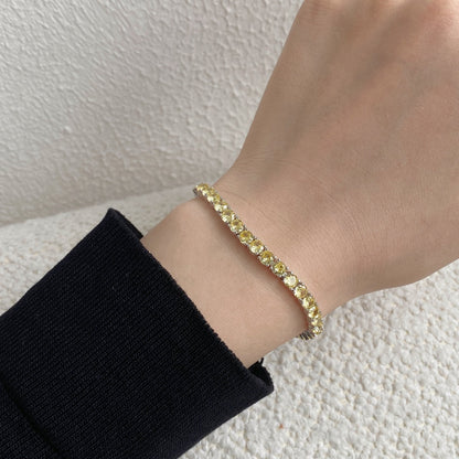[GALE]Ornate Dazzling Round Cut Tennis Bracelet