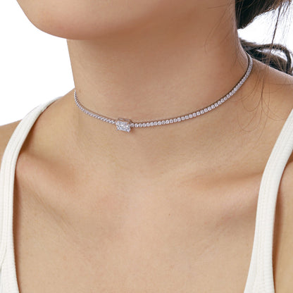 [GALE]2.0 carat Ornate Emerald Cut Necklace