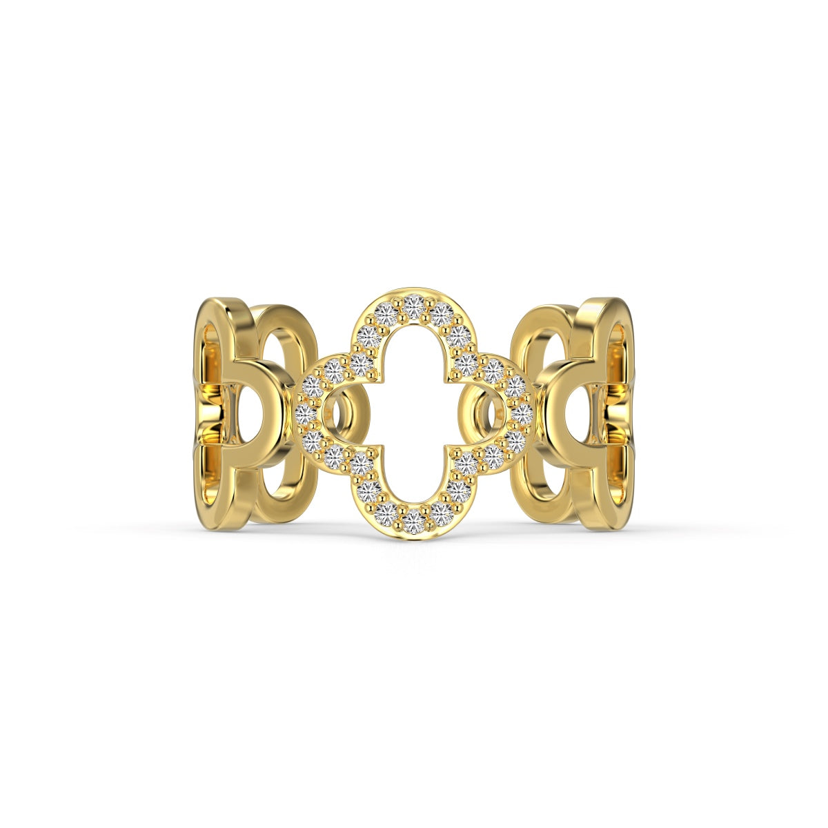[GALE]Hollow Design Four-Leaf Clover Flower Shape Ring