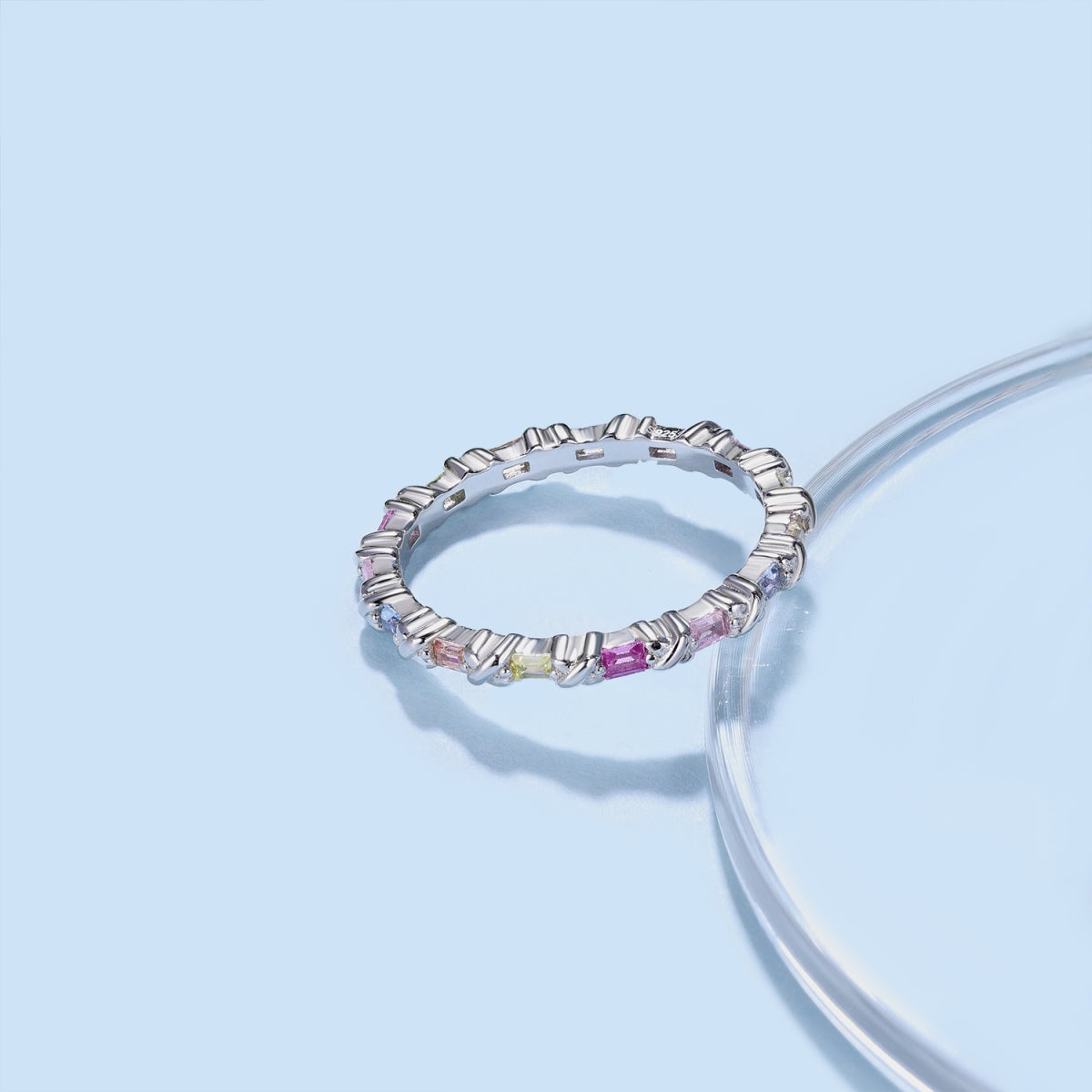 [GALE]Charming Colorful Round Cut Daily Ring
