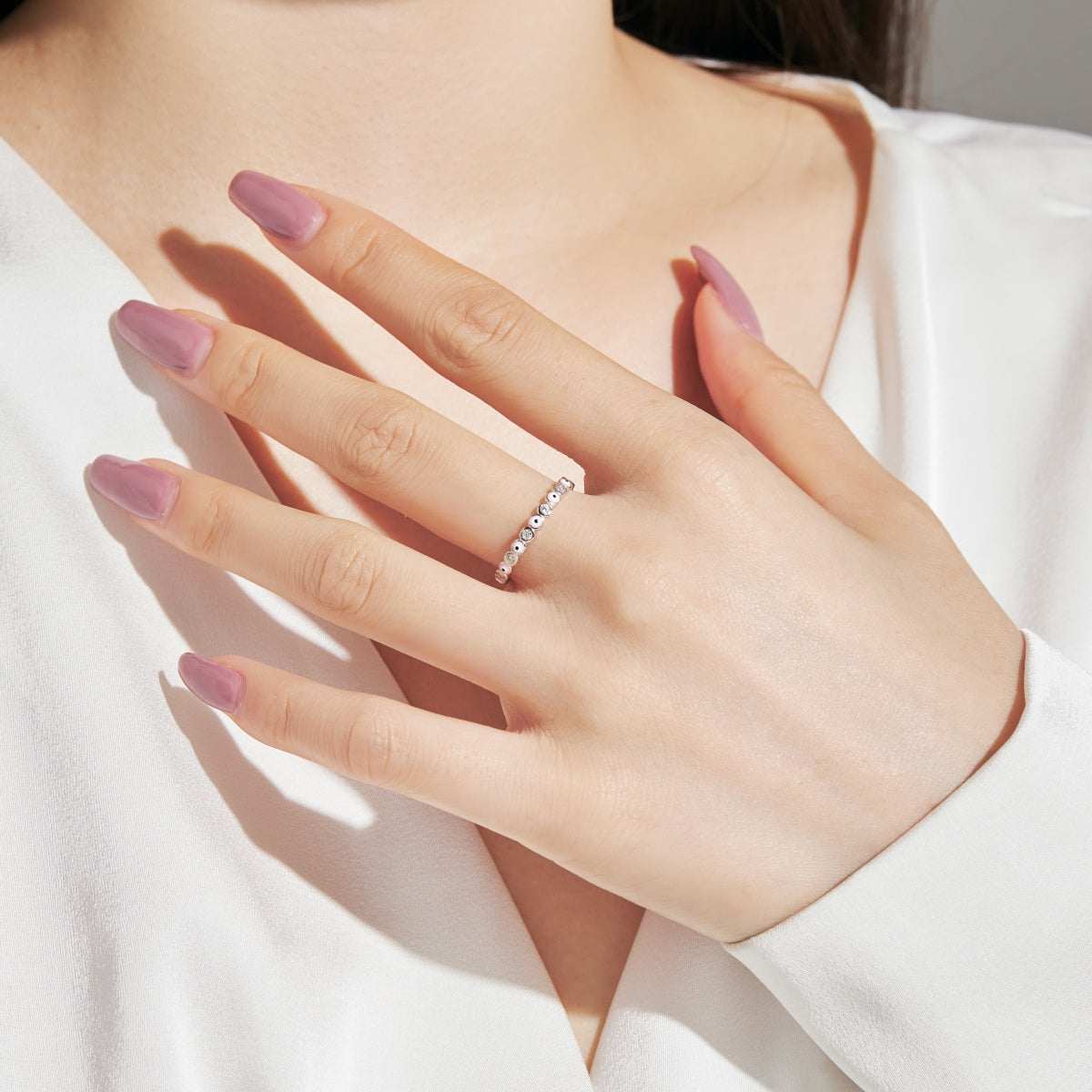 [GALE]Sparkling Vibrant Round Shape Daily Ring