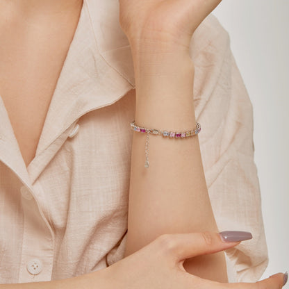 [GALE]Delicate Colorful Emerald Cut Party Bracelet