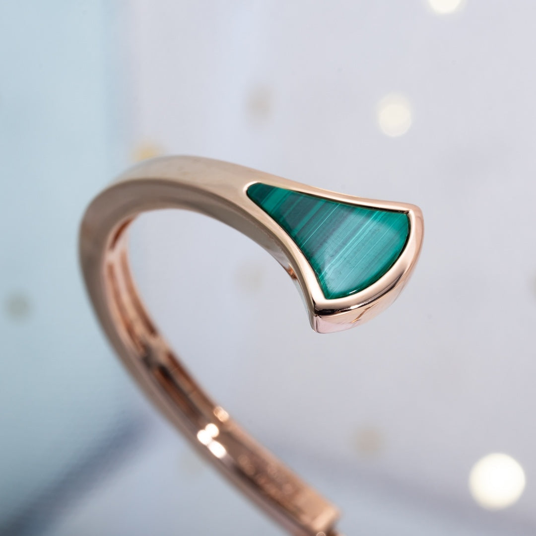 [GALE]DREAM BRACELET OPEN MALACHITE PINK GOLD
