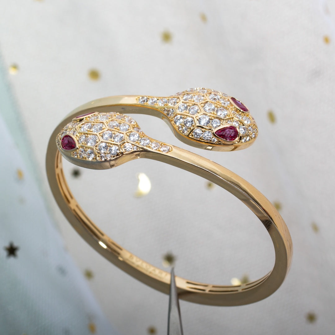 [GALE]SERPENTI BRACELET PINK GOLD DIAMOND DOUBLE SNAKE