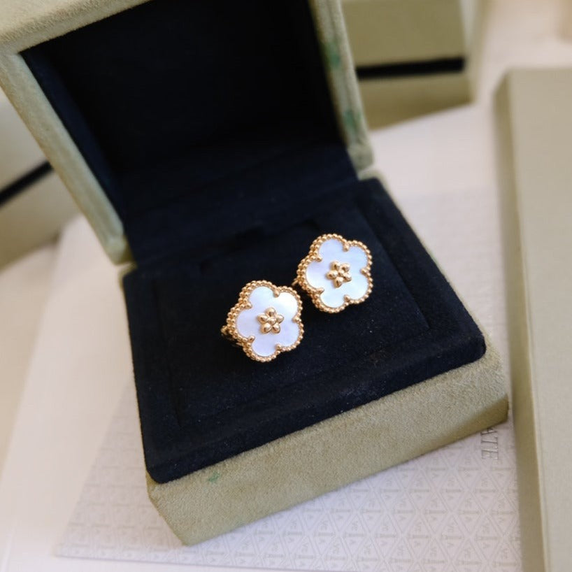 [GALE]LUCKY PINK GOLD WHITE MOP EARRINGS