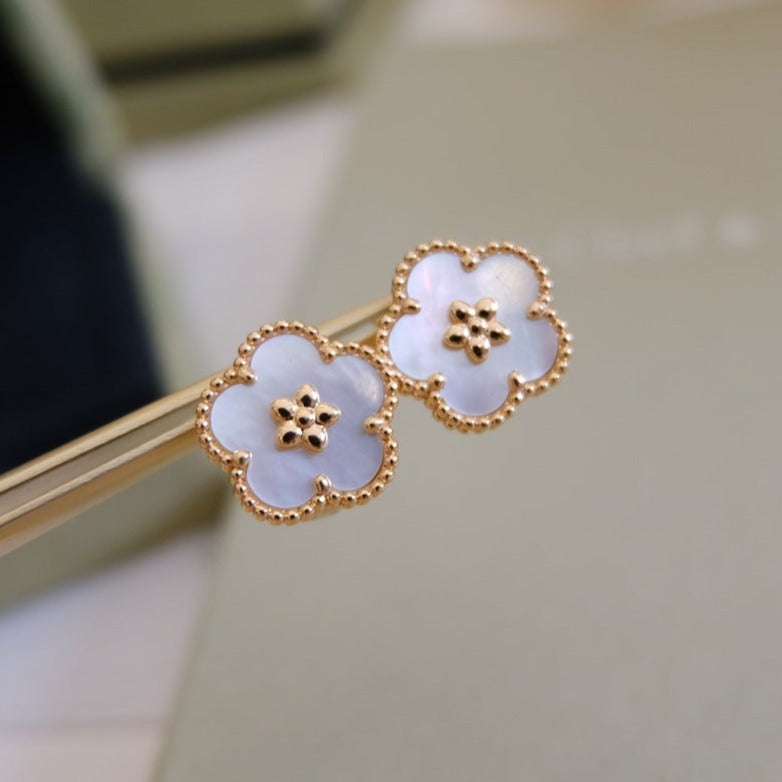 [GALE]LUCKY PINK GOLD WHITE MOP EARRINGS